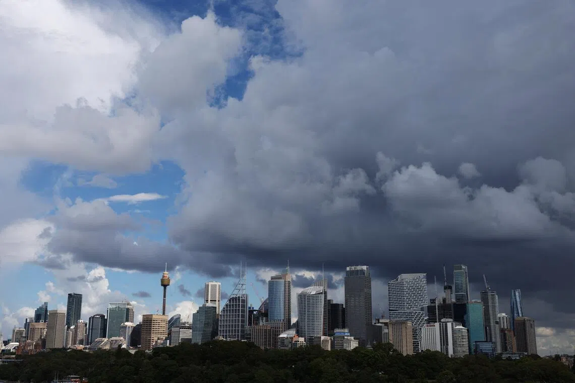 A storm cloud passes over the city skyline in Sydney, Australia, on March 21. 