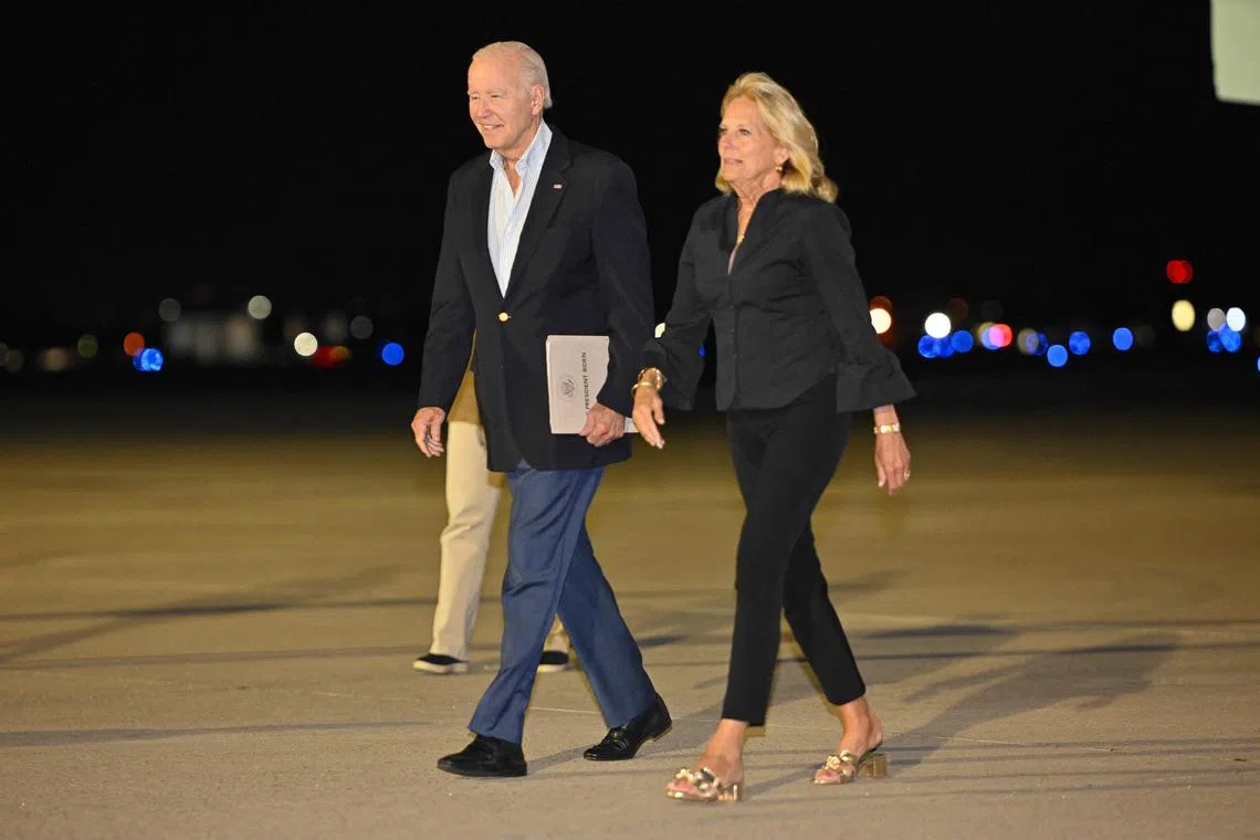 US President Joe Biden fly from Reno, Nevada, to Maui, where he and First Lady Jill Biden will take a helicopter tour of the burned-out areas.