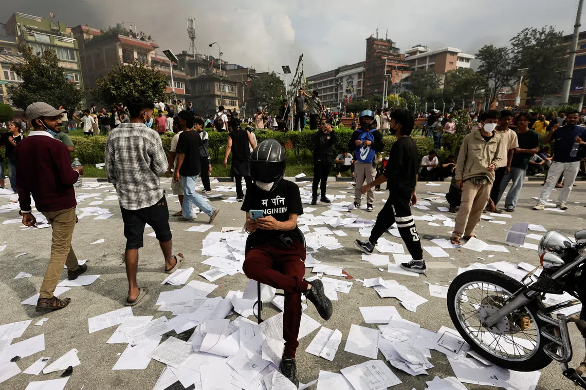 Youth-led protests erupted on Sept 8 after a government ban on social media.