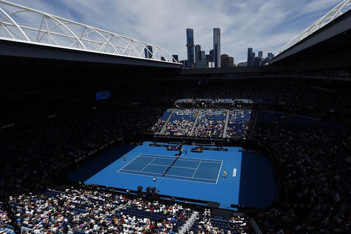 Tennis - Australian Open - Melbourne Park, Melbourne, Australia - January 14, 2024 General view during the first round match between Italy's Jannik Sinner and Netherlands' Botic Van De Zandschulp REUTERS/Issei Kato
