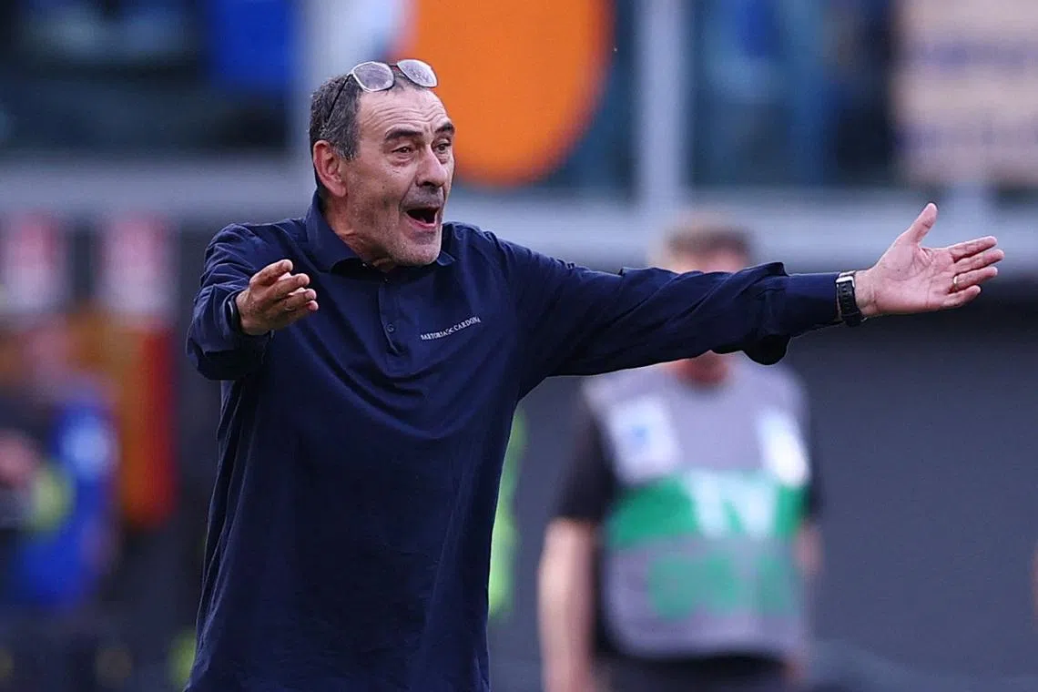 Soccer Football - Serie A - Lazio v Inter Milan - Stadio Olimpico, Rome, Italy - May 9, 2026 Lazio coach Maurizio Sarri reacts REUTERS/Guglielmo Mangiapane