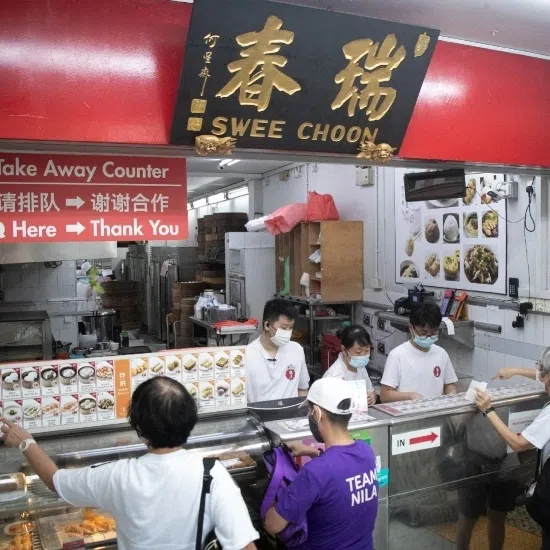 (Clockwise from left) Spring Court Restaurant in Chinatown, Toko Aljunied and Swee Choon Tim Sum Restaurant.