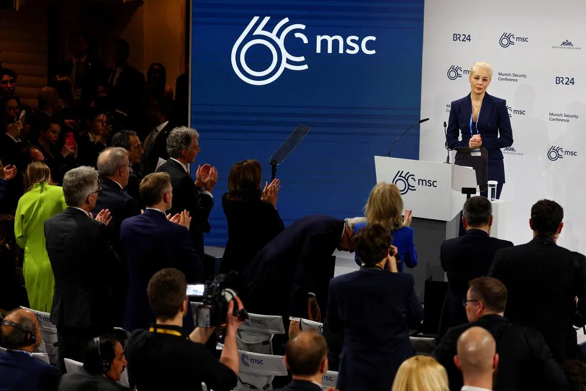 Mrs Yulia Navalnaya attended the Munich Security Conference on the day it was announced that her husband, Kremlin critic Alexei Navalny, had died in prison.