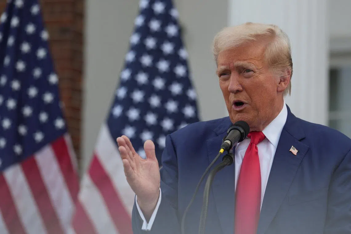 Republican presidential nominee and former U.S. President Donald Trump speaks during a press conference at Trump National Golf Club, in Bedminster, New Jersey, U.S., August 15, 2024. REUTERS/Jeenah Moon