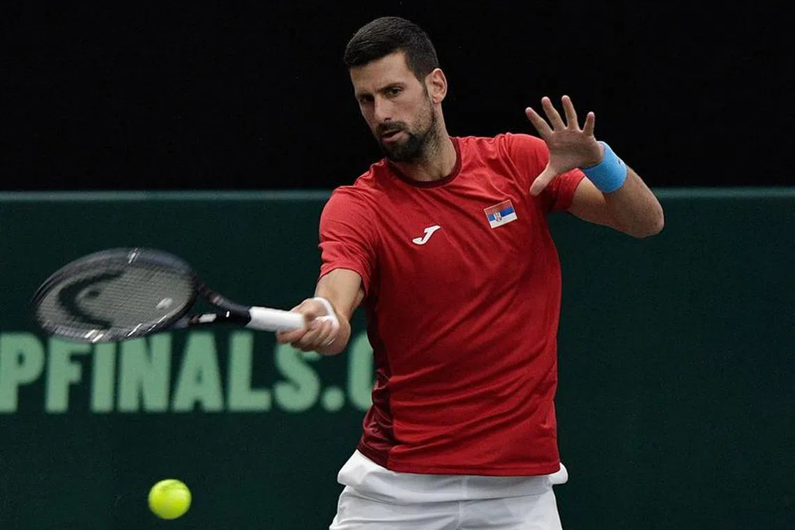 Tennis - Davis Cup - Finals - Serbia Practice - Pabellon Fuente de San Luis, Valencia, Spain - September 13, 2023 Serbia's Novak Djokovic during practice REUTERS/Pablo Morano