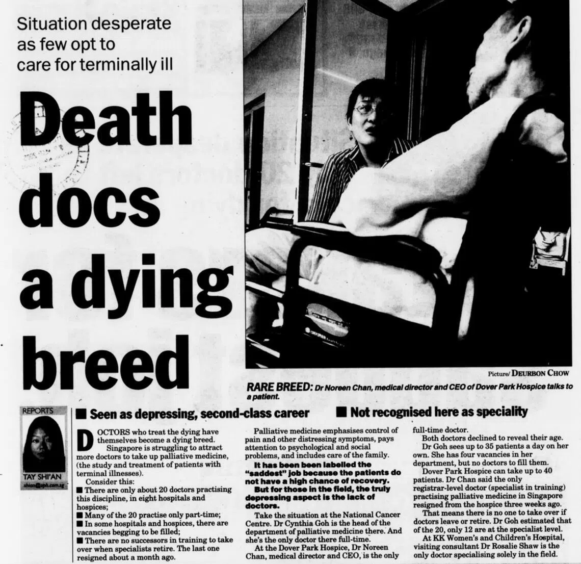 Palliative care doctors were once referred to as a dying breed in Singapore in 2005, but their number has nearly doubled from 47 in 2014 to 88 in 2024.