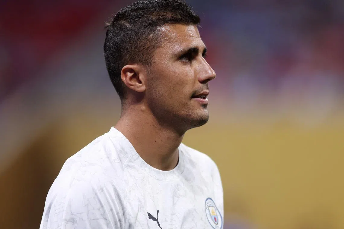 FILE PHOTO: Soccer Football - FIFA Club World Cup - Group G - Manchester City v Al Ain - Mercedes-Benz Stadium, Atlanta, Georgia, U.S. - June 22, 2025 Manchester City's Rodri during the warm up before the match IMAGN IMAGES via Reuters/Brett Davis/File Photo