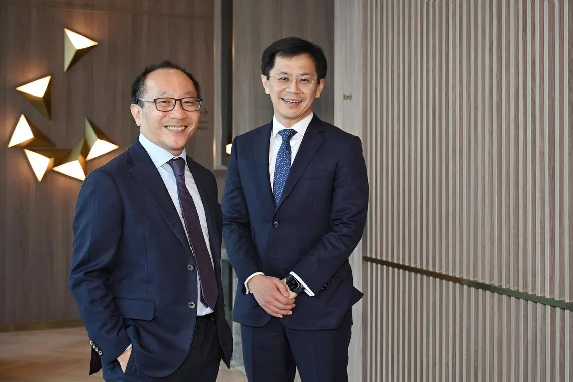 From left : Mr Lok Yim, Regional Head of Global Private Banking, Asia Pacific, HSBC and Mr Tommy Leung, Head of Global Private Banking, South Asia, HSBC. Picture was taken on 6 August 2024 at Marina Bay Financial Centre Tower 2, Level 50.
