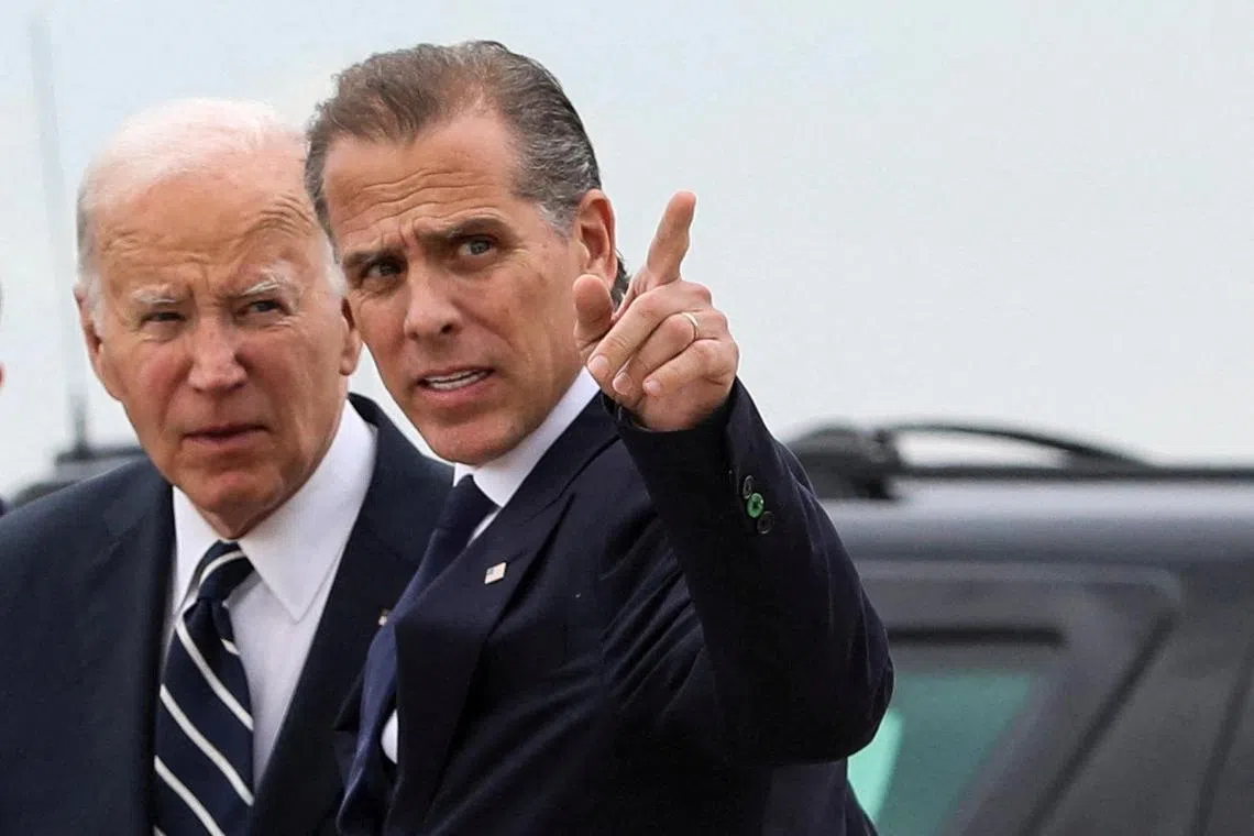 FILE PHOTO: U.S. President Joe Biden seen with his son Hunter Biden in New Castle, Delaware, U.S., June 11, 2024. REUTERS/Anna Rose Layden/File Photo