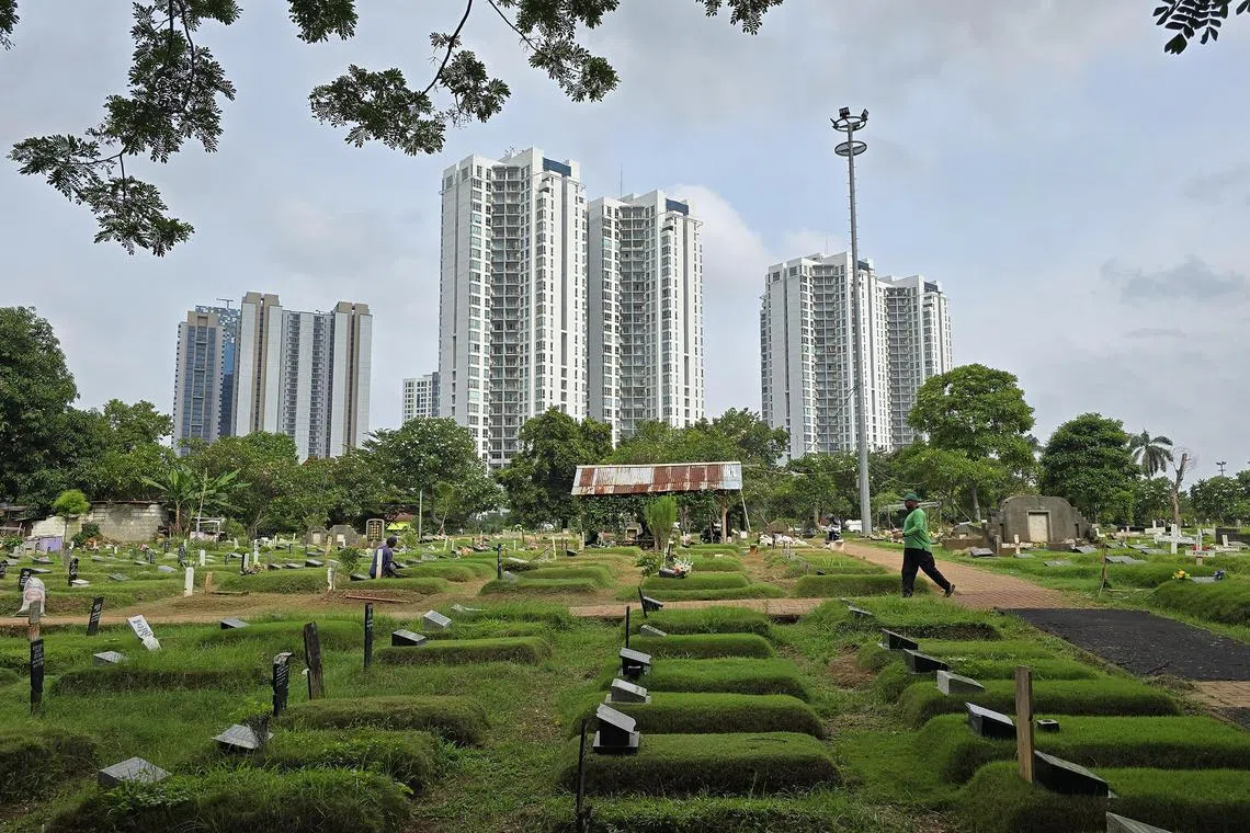 aaletter08 - Jakarta’s dense population of nearly 12 million people meant its 80-odd public cemeteries are often squeezed between apartments and houses. In 2008, when I first moved to Indonesia, I was shocked to open the balcony of an apartment I was viewing to look into a graveyard.

ST Photo: Arlina Arshad