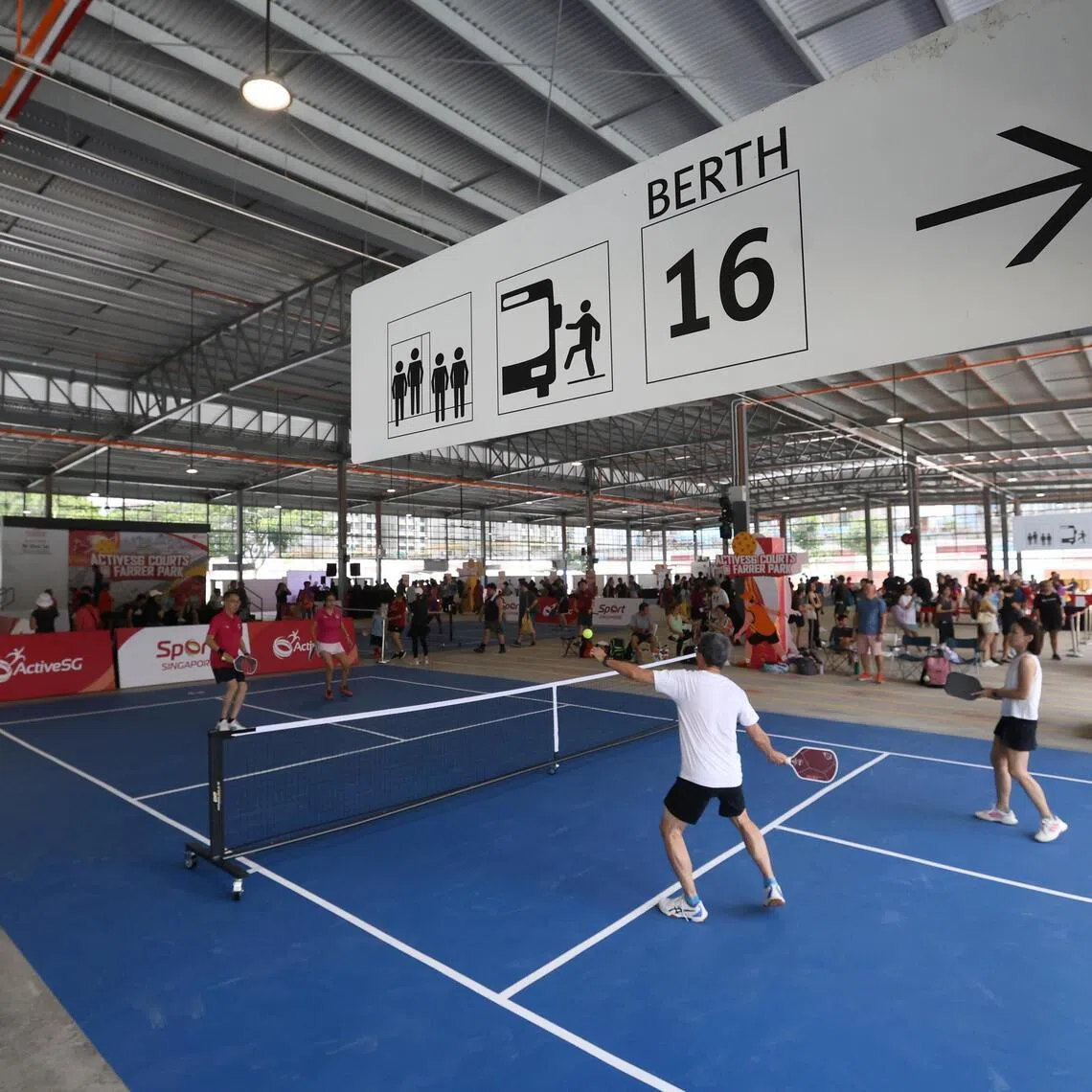 Eight pickleball courts at the retrofitted Little India Bus Terminal were opened as part of the new ActiveSG courts @ Farrer Park on March 14.