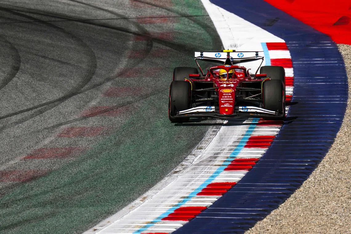 Ferrari's Lewis Hamilton competing during the qualifying session on June 28, head of the Austrian grand prix.