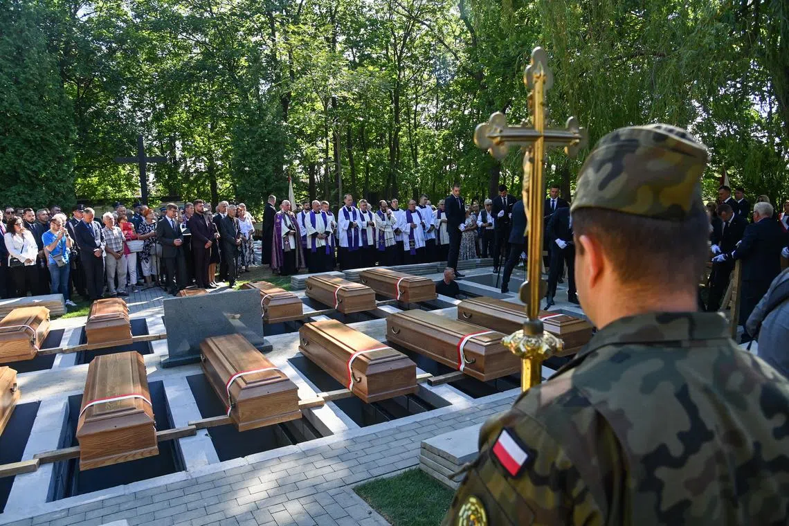 The wooden coffins were taken to a local cemetery for victims of Nazi crimes.  