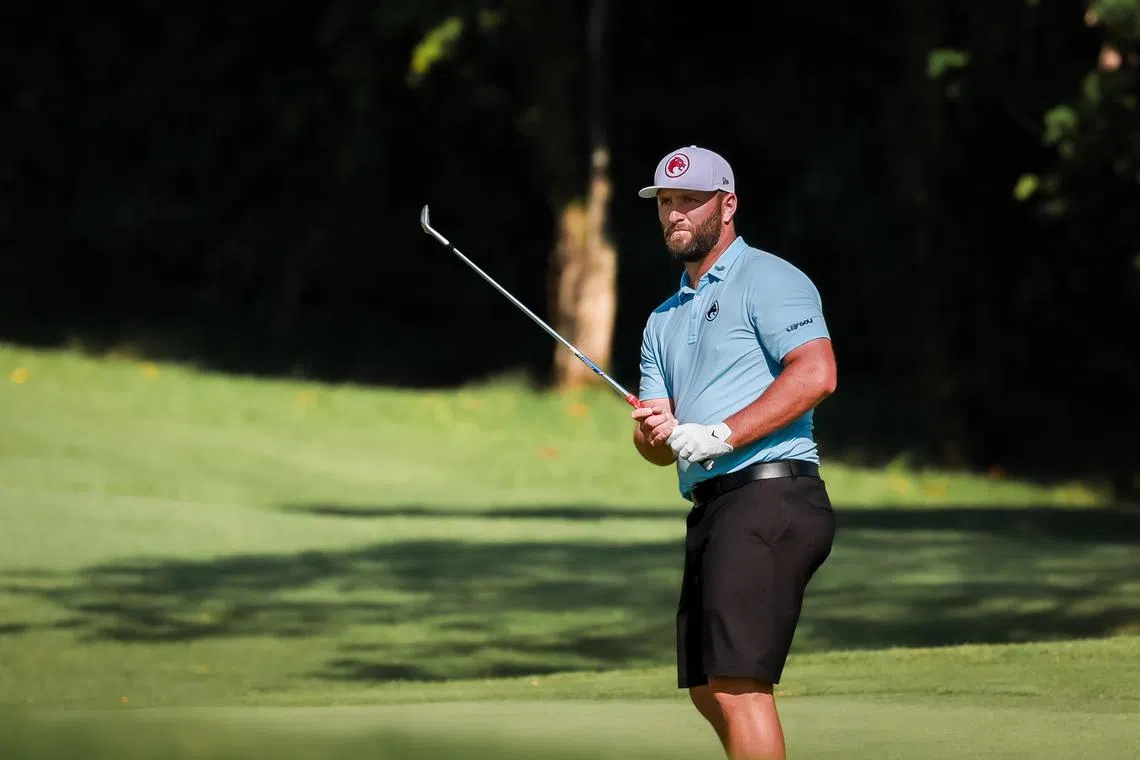 Spanish golfer Jon Rahm in action during his two-under 69 on the first day of Liv Golf Singapore.