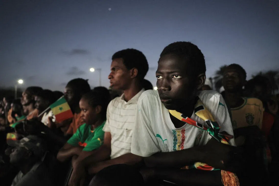 Senegal fans watching the FIFA World Cup 2026 match between France and Senegal, in Dakar, Senegal, on June 16, 2026.