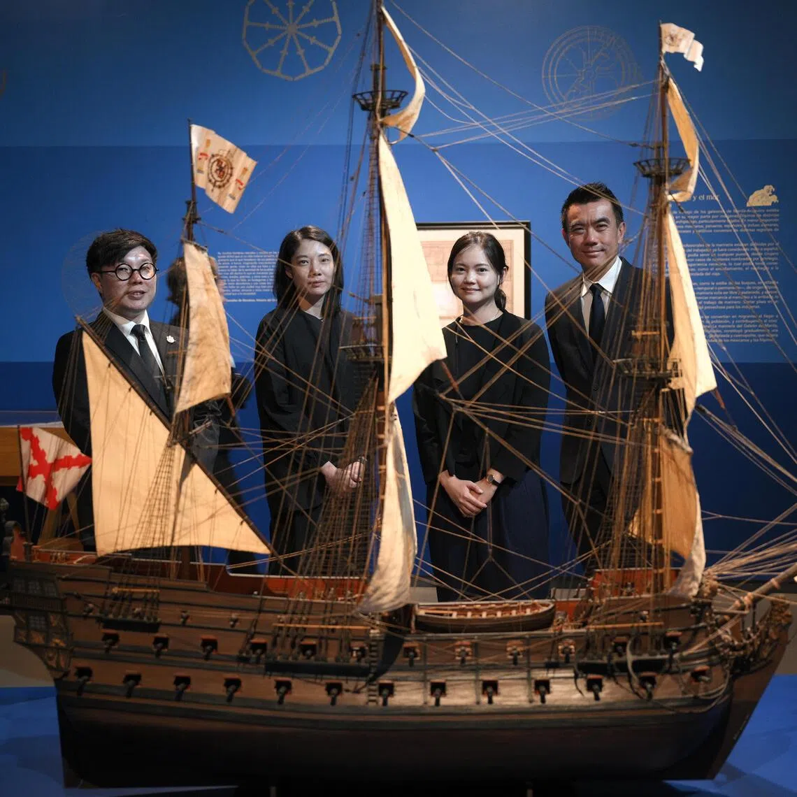 (From left) Director of the Asian Civilisations Museum Clement Onn, National Gallery Singapore curators Teo Hui Min and Cheng Jia Yun, and National Gallery Singapore chief executive Eugene Tan at San Ildefonso College.
