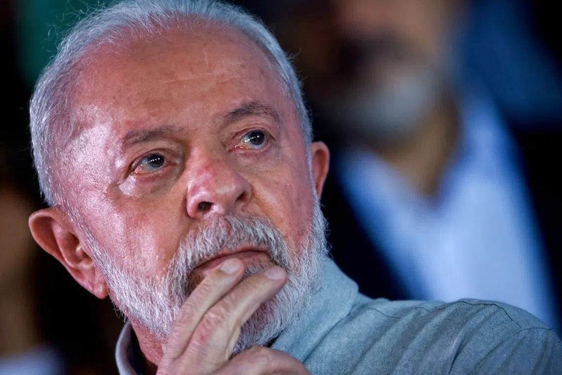 FILE PHOTO: Brazil's President Luiz Inacio Lula da Silva attends a press conference at the National Institute of Educational Studies and Research (INEP) in Brasilia, Brazil November 5, 2023. REUTERS/Adriano Machado/File Photo