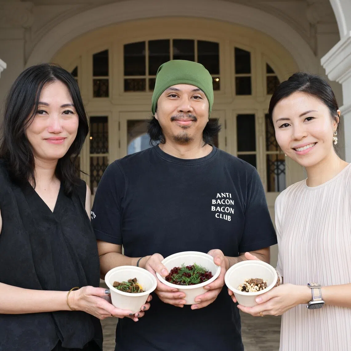 Eat Your Scraps is organised by (left to right) Creative director Michelle Au, chef Russell Nathan, and Michelle Chow, co-founder of Green-House, a sustainability festival.