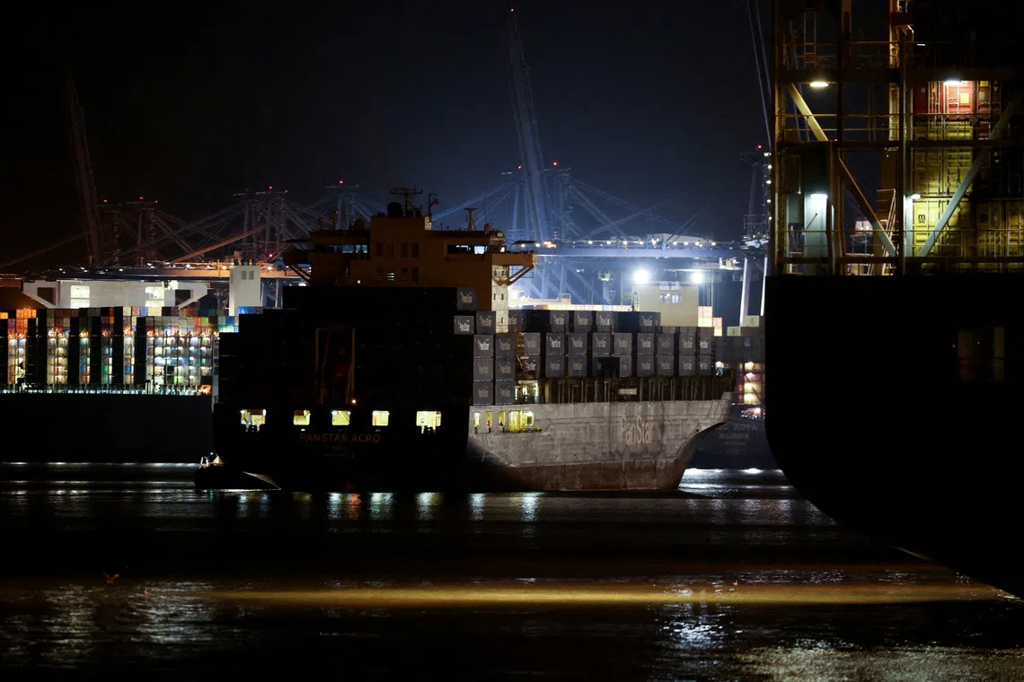 The PanStar Acro, South Korea’s first such commercial voyage to Europe via the Arctic, make its way to the port of Felixstowe in Britain on Sept 11.