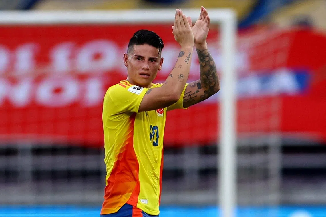 FILE PHOTO: Soccer Football - World Cup - South American Qualifiers - Colombia v Argentina - Estadio Metropolitano, Barranquilla, Colombia - September 10, 2024 Colombia's James Rodriguez reacts REUTERS/Luisa Gonzalez/File Photo
