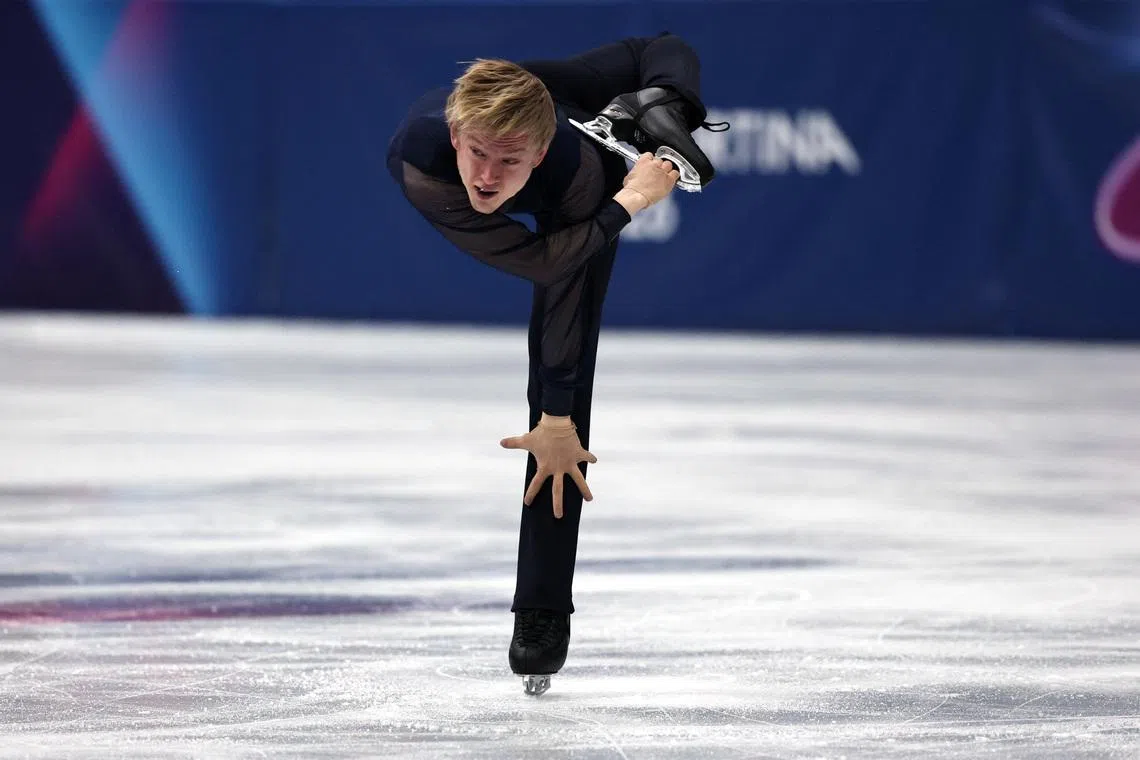 Milano Cortina 2026 Olympics - Figure Skating - Team Event - Men Single Skating - Short Program - Milano Ice Skating Arena, Milan, Italy - February 07, 2026. Daniel Grassl of Italy performs during the the men's short program REUTERS/Amanda Perobelli