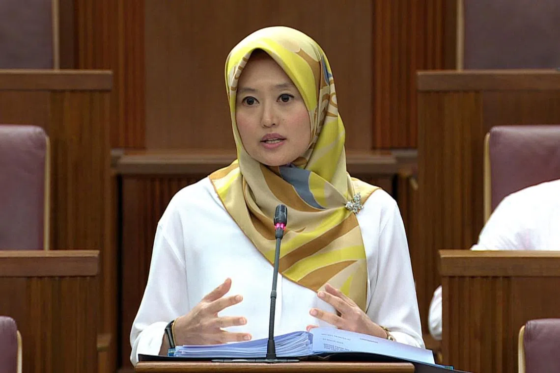 Ms Rahayu Mahzam, Senior Parliamentary Secretary, Ministry of Health & Ministry of Law, speaking in Parliament on April 2, 2024.