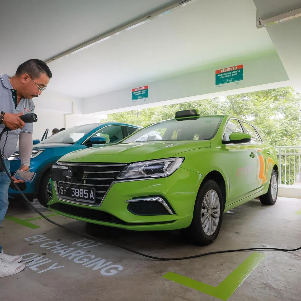 ChargEco has 1,100 charging pointsin HDB carparks across Singapore. 