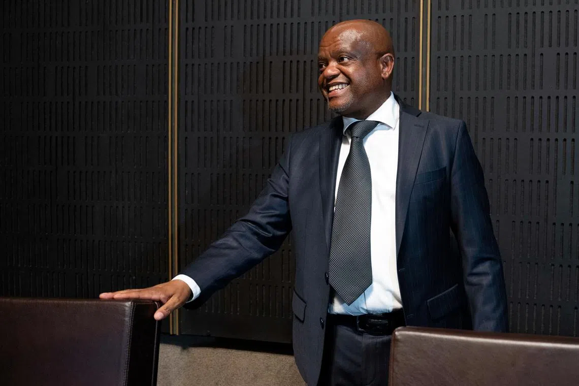 Dada Morero from the African National Congress looks on at the City of Johannesburg Council Chamber, after being elected as the mayor in Johannesburg, South Africa, August 16, 2024. REUTERS/Ihsaan Haffejee
