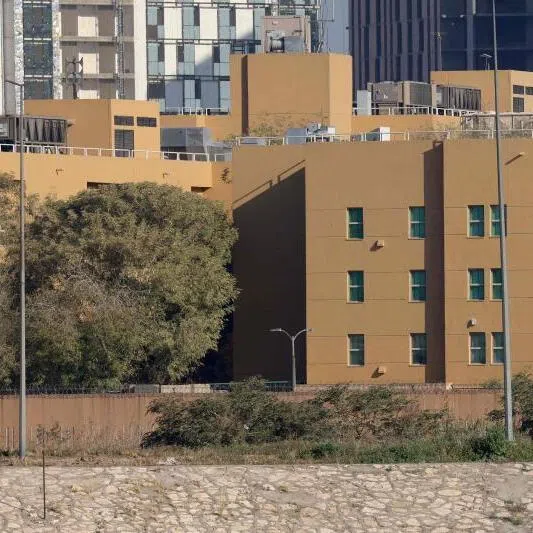 The US Embassy seen from across the Tigris River in Baghdad's fortified Green Zone, in the Iraqi capital on March 17, 2026.