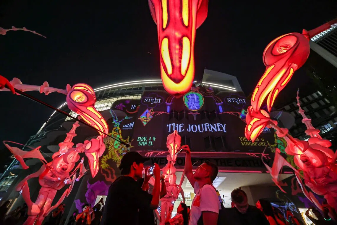 The Birdmen street performance is part of the 17th edition of the Singapore Night Festival.