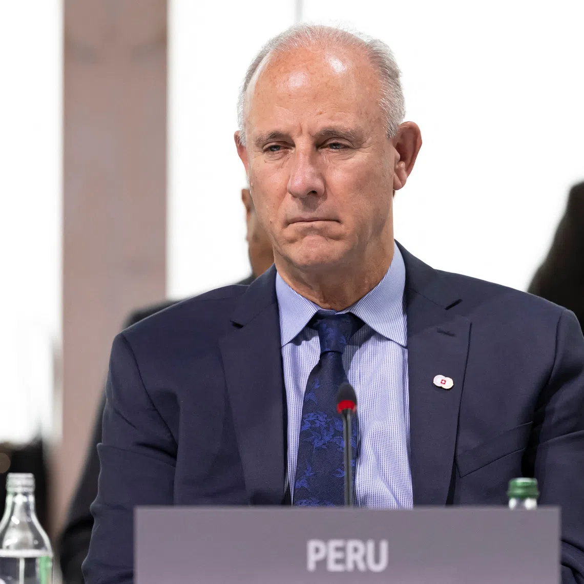 FILE PHOTO: Minister of Foreign Affairs Javier Gonzalez-Olaechea of Peru attends the plenary session during the Summit on peace in Ukraine, in Stansstad near Lucerne, Switzerland, June 16, 2024. URS FLUEELER/Pool via REUTERS/ File Photo