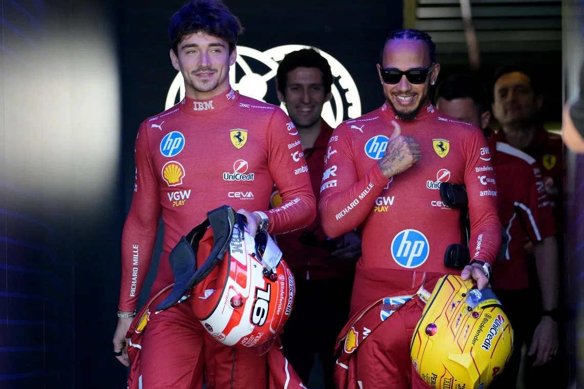 Ferrari's Charles Leclerc (left) and Lewis Hamilton at the Albert Park Grand Prix Circuit ahead of the Australian Grand Prix.