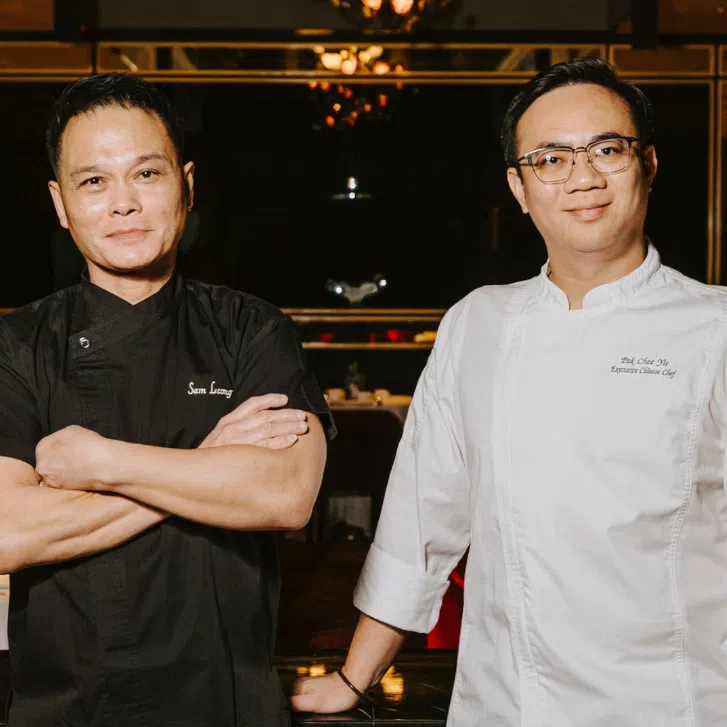 The four-hands experience sees Madame Fan’s chef Pak Chee Yit (right) reunite with his former mentor Sam Leong.