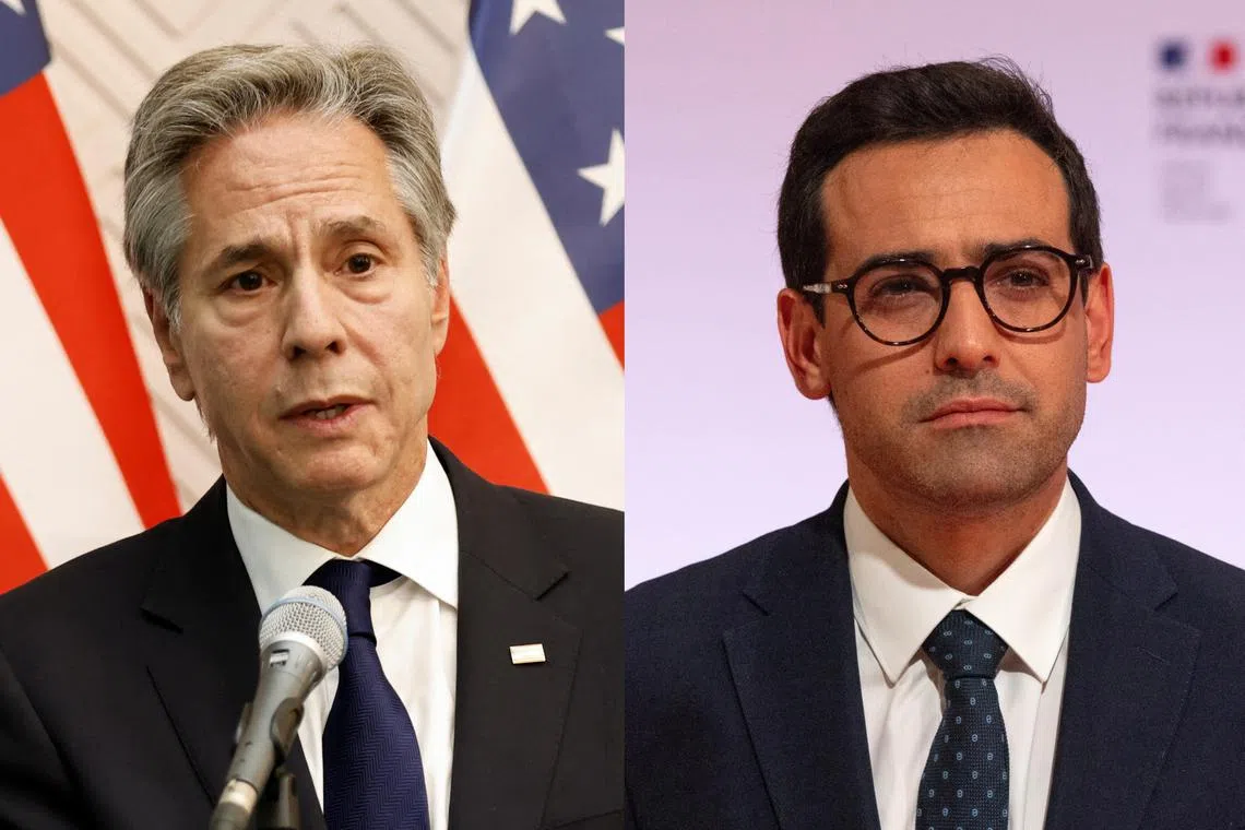 US Secretary of State Antony Blinken (left)  discussed the rising tensions in the region by phone on Aug 3 with Foreign Minister Stephane Sejourne.