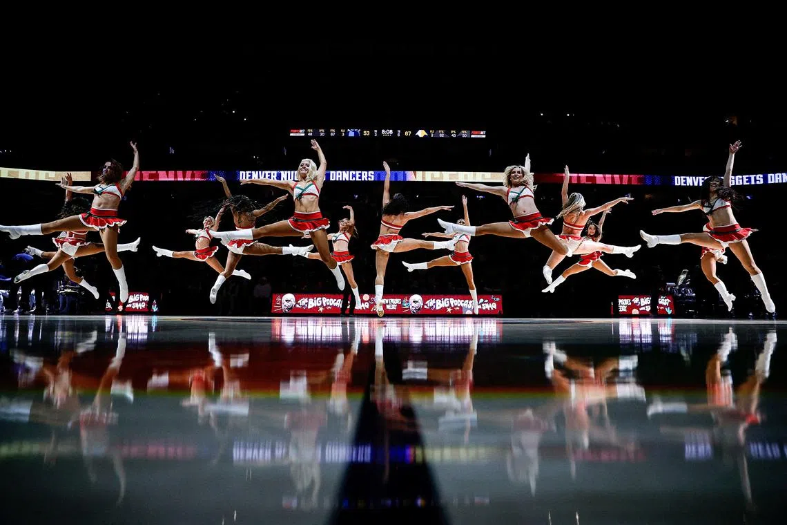 Denver Nuggets dancers perform in the third quarter against the Memphis Grizzlies at Ball Arena in Denver, Colorado, USA on 20 Dec, 2022.