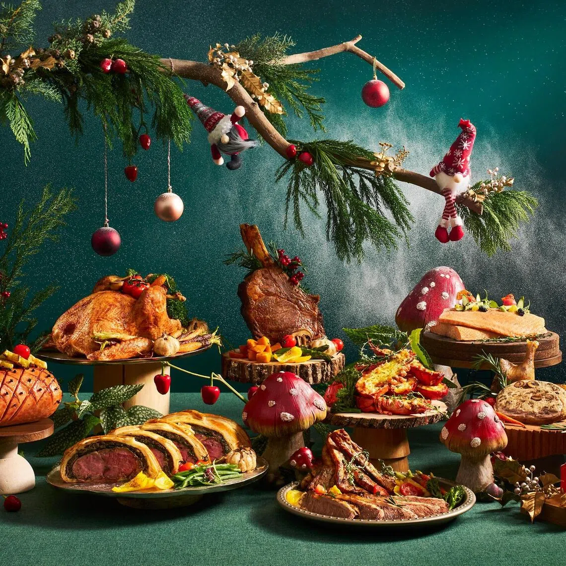 Peppermint's festive feast spread. 