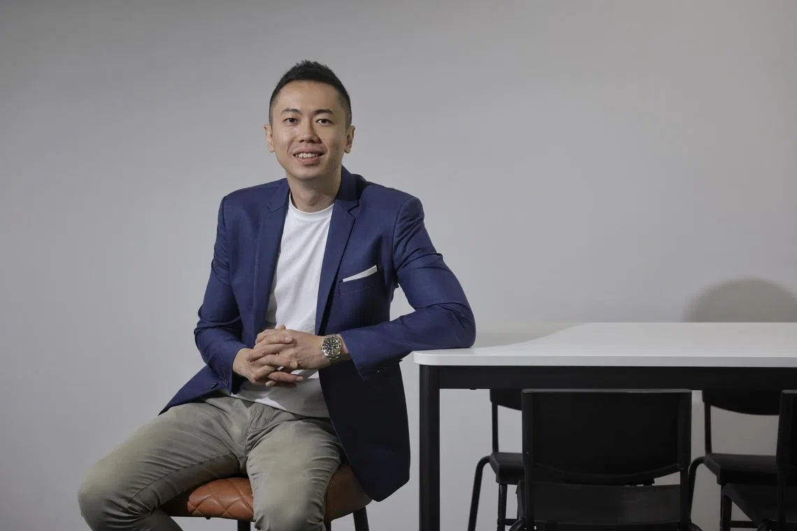 Profile of EL Connect director Hugen Liu at his premises in The Actuary on Dec 12, 2023. For ST Me and My Money.