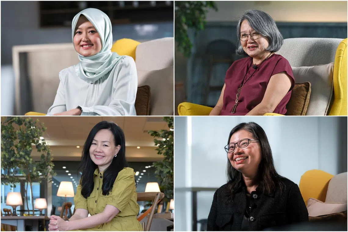 (Clockwise from top left) Ms Rahayu Mahzam, Ms Sylvia Lim, Ms Hazel Poa, and Ms Rachel Ong are among a growing group of women to have represented Singaporeans since 1959.