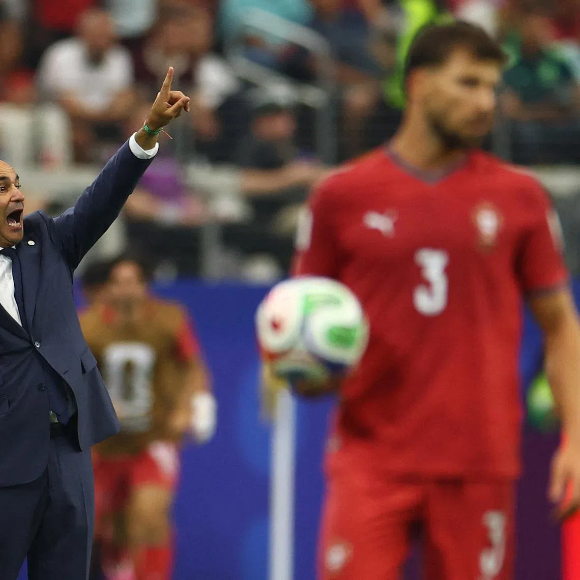Soccer Football - FIFA World Cup 2026 - Round of 16 - Portugal v Spain - Dallas Stadium, Arlington, Texas, U.S. - July 6, 2026 Portugal coach Roberto Martinez reacts REUTERS/Hannah Mckay