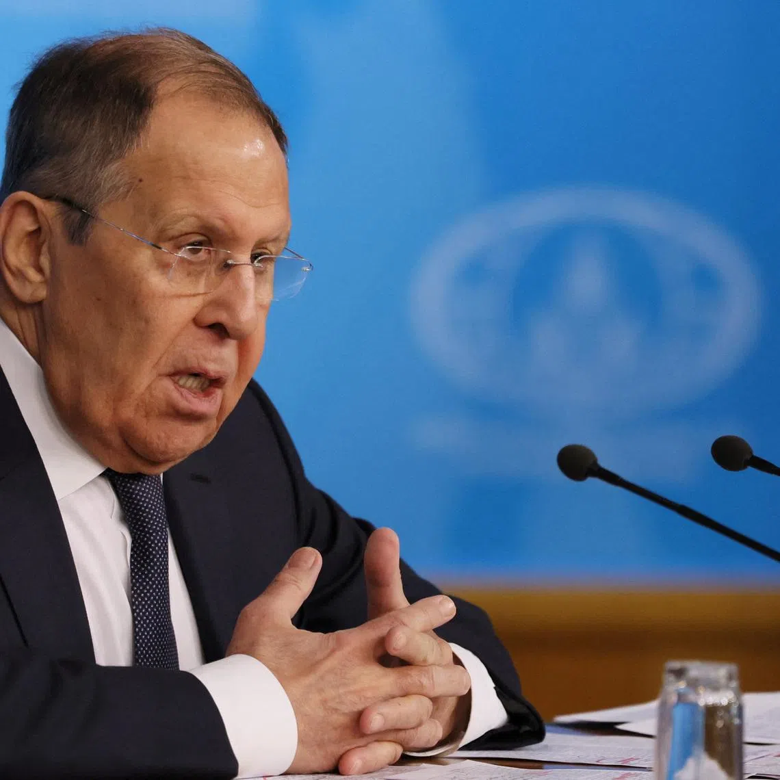 Russian Foreign Minister Sergei Lavrov speaks during his annual press conference in Moscow, Russia January 20, 2026. REUTERS/Shamil Zhumatov