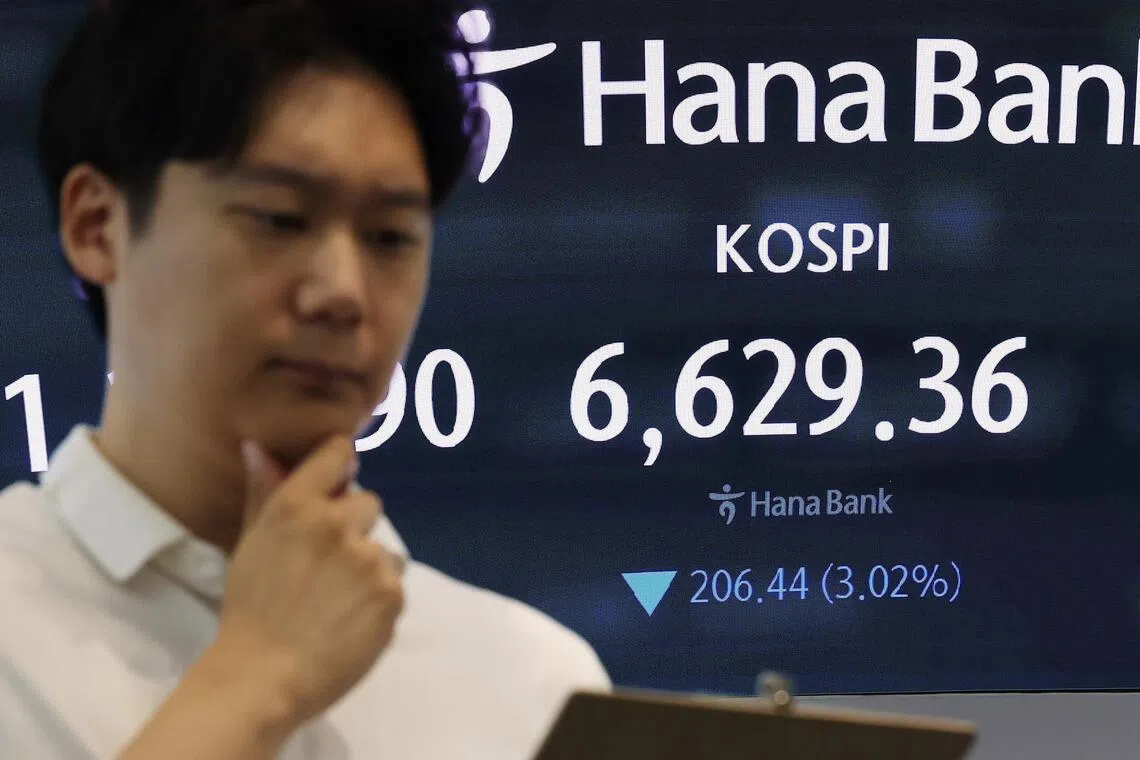 South Korea’s KOSPI dropped 3 per cent on the open and Japan’s Nikkei 225 sank 2.2 per cent.