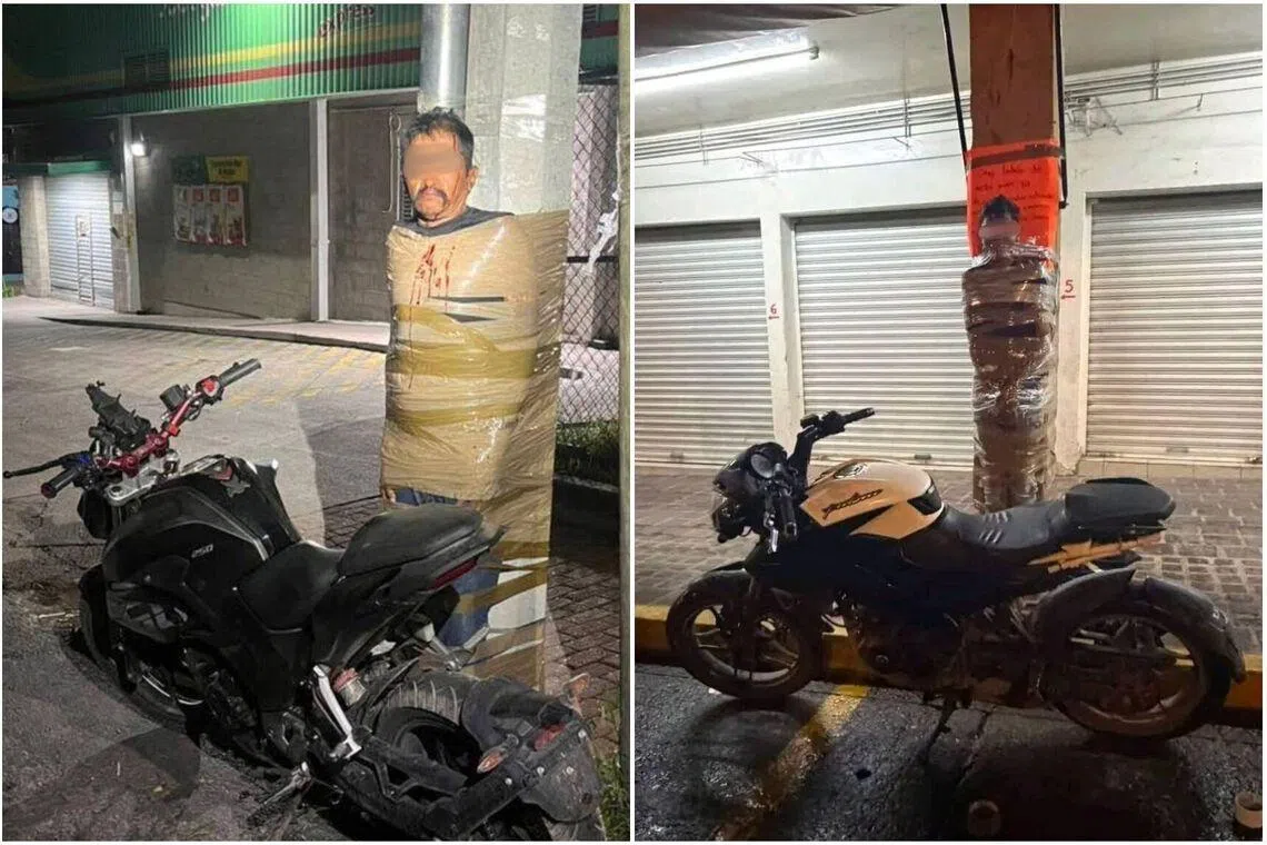 The allegedly stolen motorbikes were left beside the victims for the police to find.
