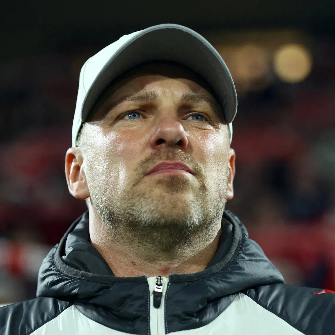FILE PHOTO: Soccer Football - Bundesliga - FC Cologne v Bayern Munich - RheinEnergieStadion, Cologne, Germany - January 14, 2026 FC Cologne coach Lukas Kwasniok looks on before the match REUTERS/Thilo Schmuelgen