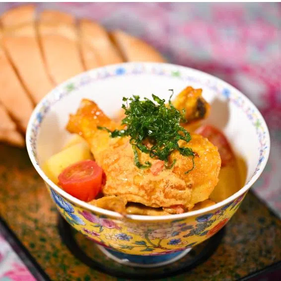 (Clockwise from top left) Curry kapitan, udang lemak nenas, Baba Nonya fried rice and Thai lime butter.