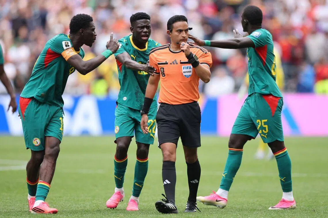 Several Senegal players were visibly upset when Belgium was given a penalty late in extra time.