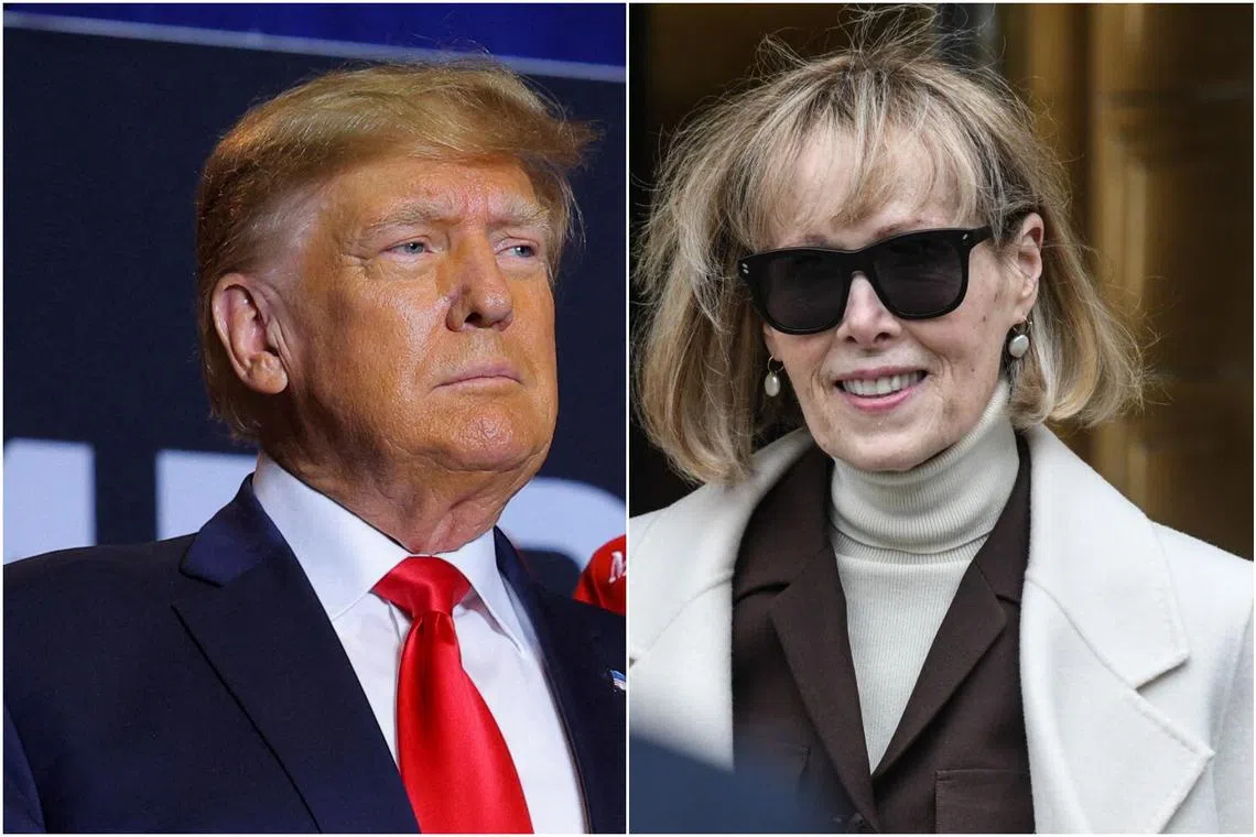 Former US president Donald Trump (left) will not testify at a civil trial to challenge claims made by writer E Jean Carroll.