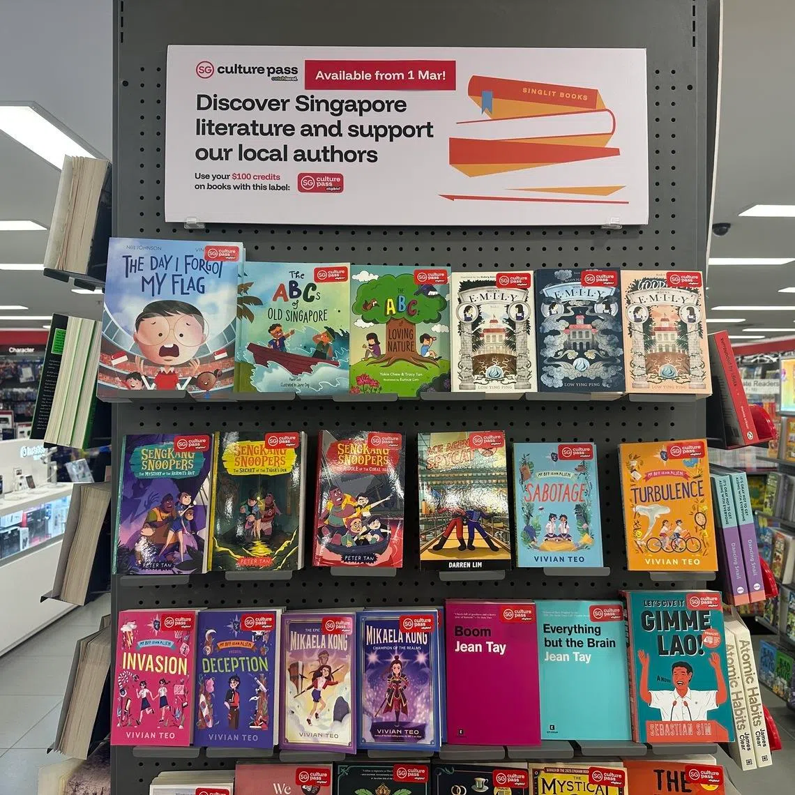 From Mar 1, readers can use their $100 SG Culture Pass credits on eligible Singapore literature books at all of Popular’s outlets. 