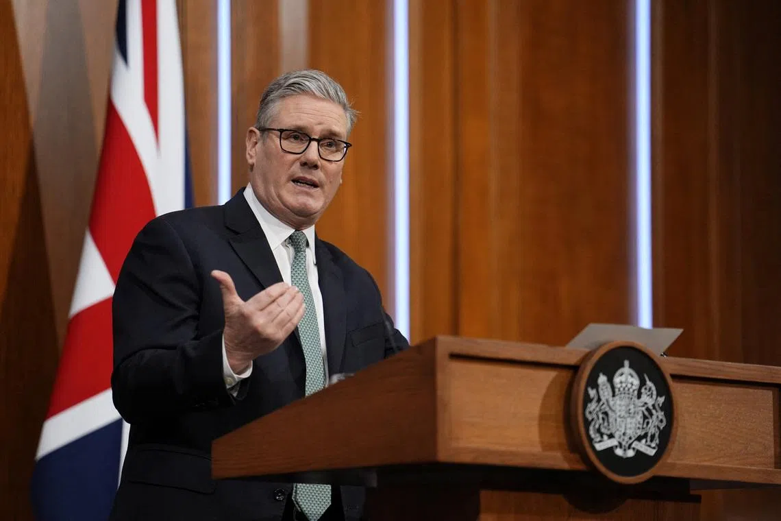 British Prime Minister Keir Starmer speaks to the media in the briefing room of 9 Downing Street in central London, Britain, after U.S. president Donald Trump's threats to ramp up tariffs until a deal is reached for the U.S. to buy Greenland. Picture date: Monday January 19, 2026.  Jordan Pettitt/Pool via REUTERS
