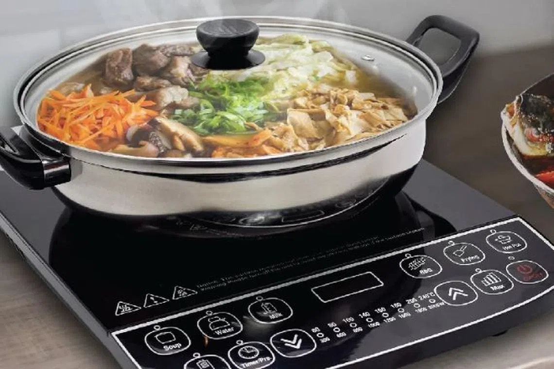 PowerPac Steamboat Induction Cooker with Stainless Steel Pot