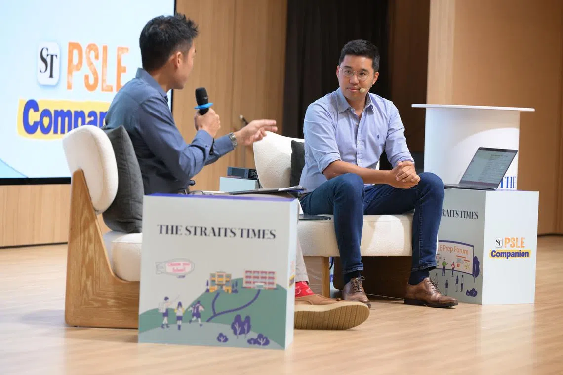 Deputy CEO, Head of Academics and Innovation at Mind Stretcher, and a 2012 President’s Scholar Moses Soh at ST PSLE Essential Exam Strategies Workshop 2026 on July 11.